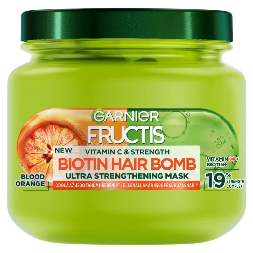 Garnier Fructis Vitamin & Strength Ultra posilňujúca Biotin Hair Bomb maska na slabé vlasy, 320