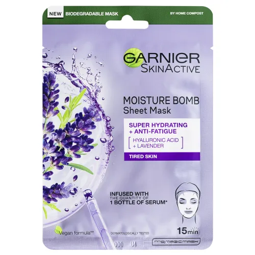 Garnier Skin Naturals textilná maska s výťažkom z levandule proti unavenej pleti