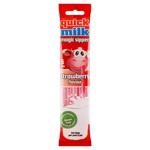 Quick Milk Magic Sipper Strawberry slamky s cukrovým granulátom na ochutenie mlieka 5 x(30 g)