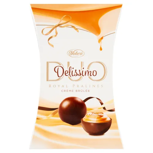 Vobro Delissimo bonbóny z čokolády s náplňou s príchuťou creme brûlée s kúskami karamel