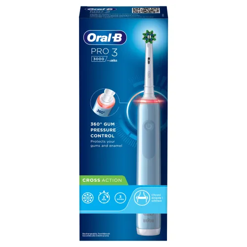 Oral-B Pro 3 – 3000 – Modrá Elektrická Zubná Kefka, Od Spoločnosti Braun