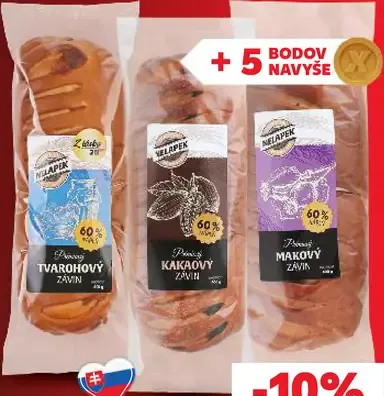 Bread Way Prémiový závin – tvarohový, kakaový, makový