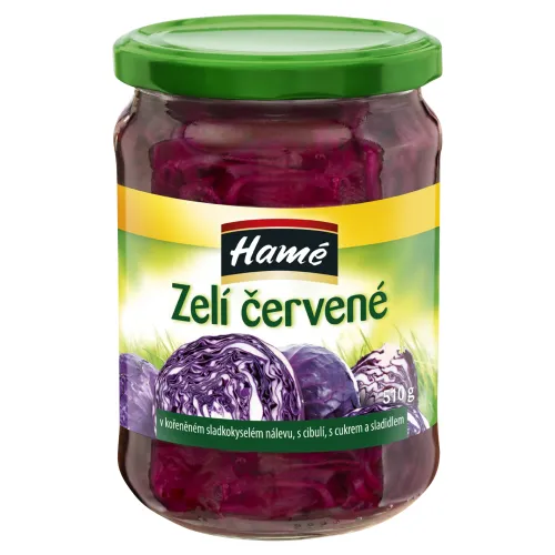 Hamé Červená kapusta pasterizovaná v korenenom sladkokyslom náleve s cibuľou