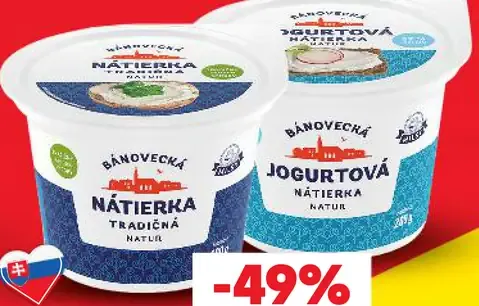 Bánovecká mliečna nátierka – tradičná, jogurtová natur
