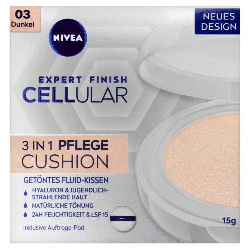 Nivea Cellular Expert Finish Ošetrujúci tónovací krém v hubke 3 v 1 03 tmavý odtieň