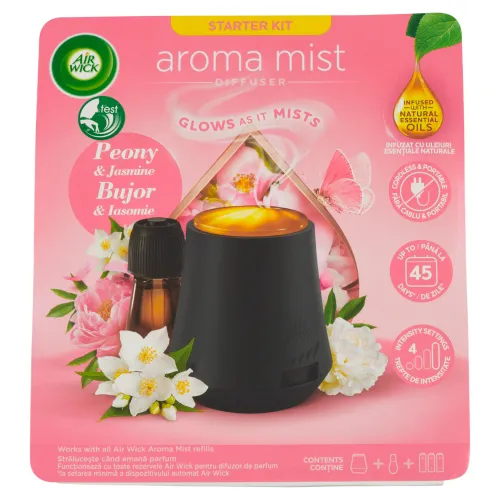 Air Wick Aroma Mist aroma difuzér a náplň pivonka a jazmín
