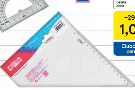Súprava pravítok obsahujúca 2 trojuholníky 16 a 18 cm, pravítko 30 cm a uhlomer