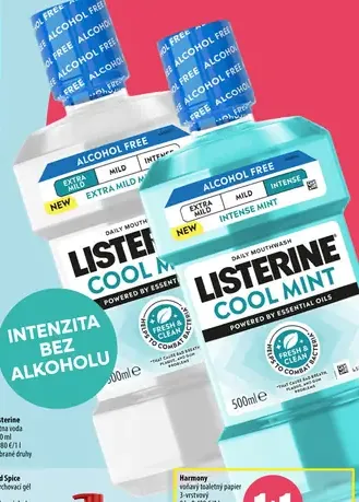 Listerine ústna voda Cool Mint a Cool Mint Intense, vybrané druhy