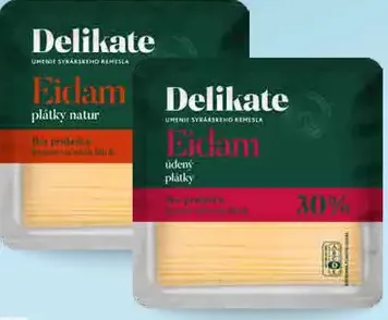 Eidam plátky 30 % naturálny alebo údený Delikate
