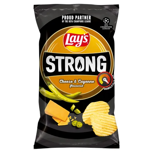 Lay's Strong Vyprážané zemiakové lupienky s príchuťou syra a pikantných papričiek