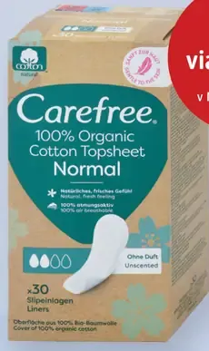 Carefree 100% Organic Cotton Topsheet Normal hygienické slipové vložky