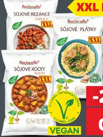 Racionella sójový výrobok – sójové rezance, sójové plátky alebo sójové kocky