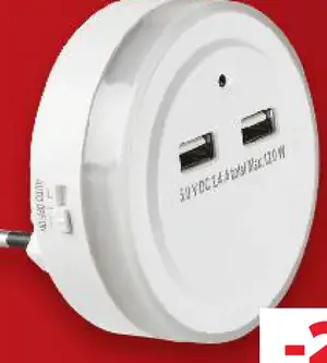 SWITCH ON LED nočné svietidlo s 2 USB nabíjacími výstupmi