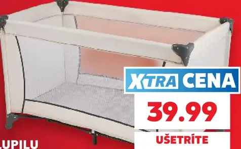 Lupilu detská cestovná postieľka, rozmery po rozložení 125 × 65 × 74 cm, maximálna nosnosť 15 kg