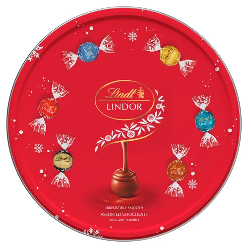 Lindt Lindor Zmes mliečnej, bielej a horkej čokolády s jemnou tekutou náplňou