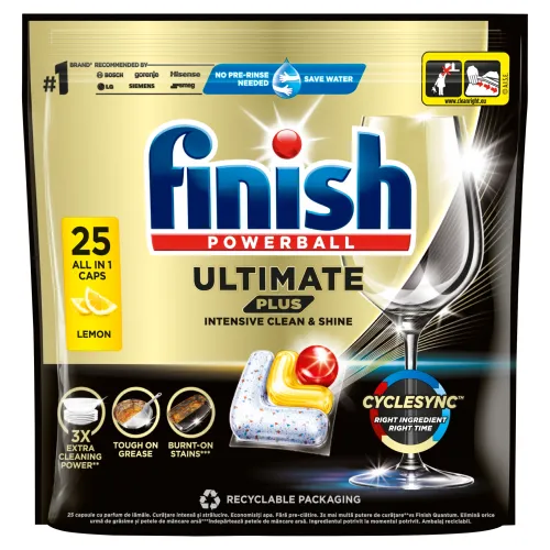 Finish Powerball Ultimate Plus All in 1 Lemon kapsuly do umývačky riadu