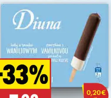 Diuna nanuky s kakaovou polevou vanilkový a vanilkovou príchuťou