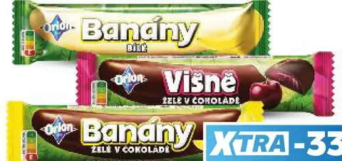 Orion želé v čokoláde, Banány bite a Višne