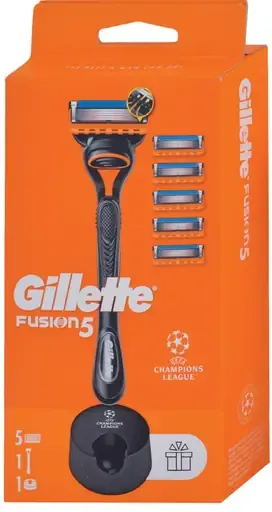 Gillette Fusion 5 pánsky holiaci strojček, náhradné holiace hlavice a podstavec