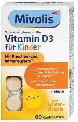 Mivolis Vitamín D3 pre deti žuvacie tablety