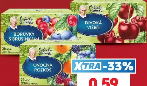 Ovocný čaj – čučoriedky s brusnicami, divoká višňa, ovocná rozkoš