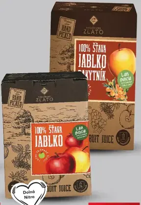 Tvrdošovské zlato 100 % šťava, jablko a rakytník, rôzne druhy