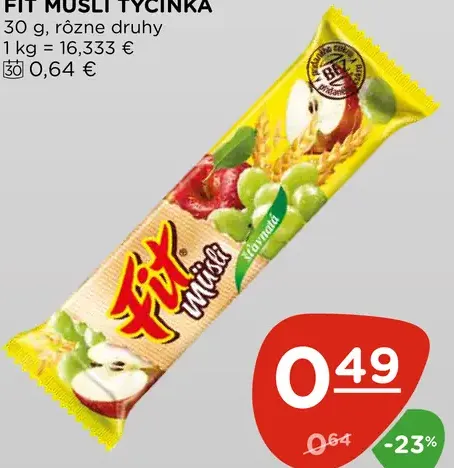 Fit müsli tyčinka rôzne druhy