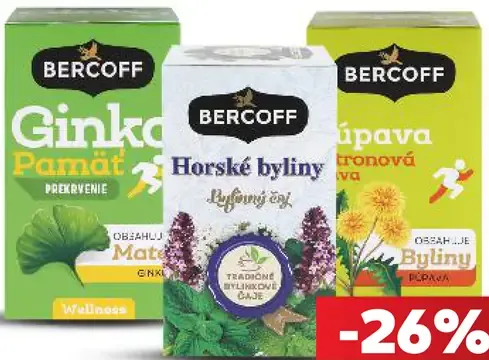 Bercoff bylinný čaj – Ginkgo Pamäť, Horské byliny, Citrónová tráva