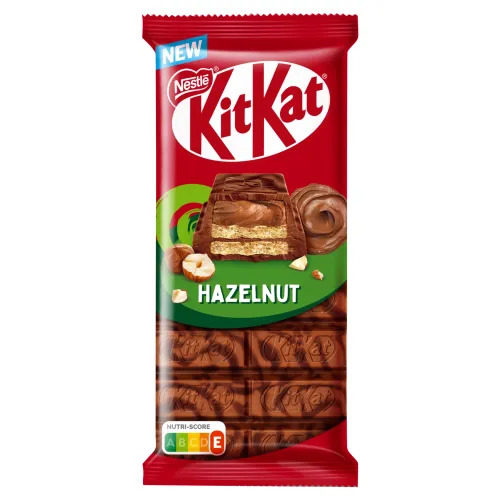 KitKat tabuľka Hazelnut s mliečnou a horkou čokoládou, s oblátkou a lieskovoorieškovou náplňou