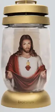 Sklenený kahaneč s motívom Ježiša a náplňou