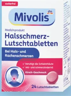 Mivolis cmúľacie tablety na bolesť hrdla