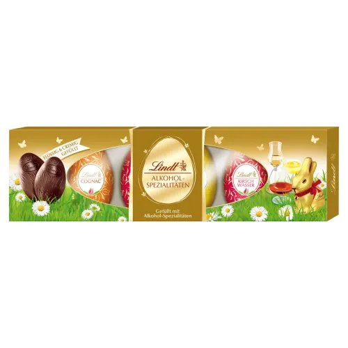 Lindt Horká čokoláda plnená rôznym alkoholom