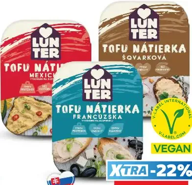 Lunter Tofu nátierka – mexická, francúzska, škvarková