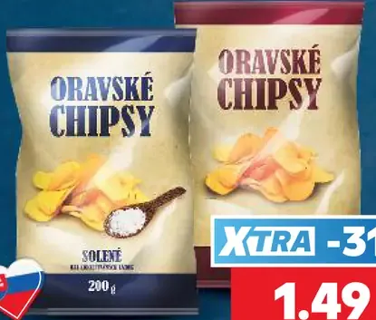 Oravské chipsy zemiakové lupienky rôzne druhy