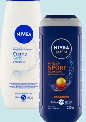 Nivea sprchovací gél – Creme Soft, Men Fresh Sport