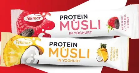 Tekmar Proteínová tyčinka Protein Müsli in Yoghurt, malina a kakaové nibsy