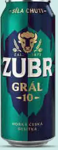 Svetlé výčapné pivo 10° Zubr Grál plechovka