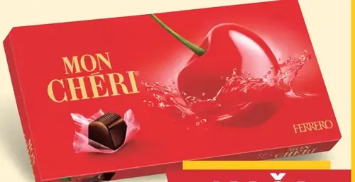 Mon Chéri čokoládové bonbóny plnené čerešňou v likéri