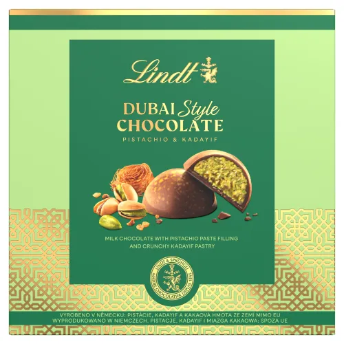Lindt Dubai Style mliečna čokoláda s náplňou z pistáciových orieškov