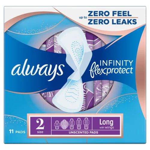 Always FlexProtect Vložky s Krídelkami Long (veľkosť 2) 11 ks, Neparfumované Hygienické Vložky