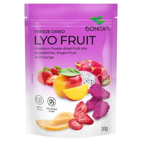 Bonitas Mrazom sušené jahody, dračie ovocie a mango