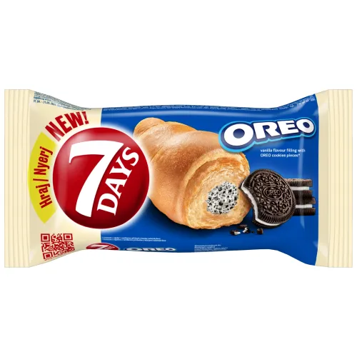 7 Days Croissant Oreo s vanilkovou príchuťou a kúskami kakaových sušienok