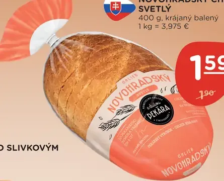 Novhradský chlieb svetlý krájaný balený