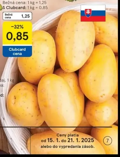 Zemiaky konzumné neskoré neprané