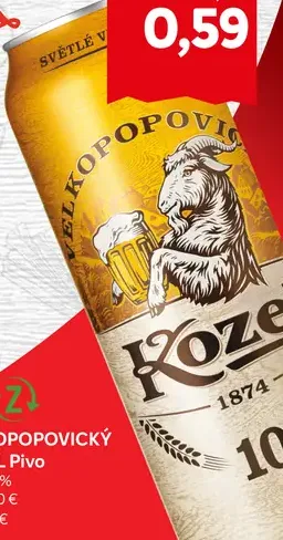 Velkopopovický Kozel pivo plechovka