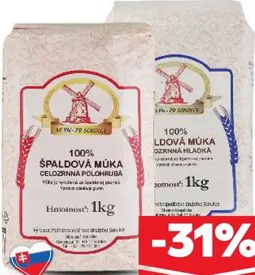 Špaldová múka celozrnná