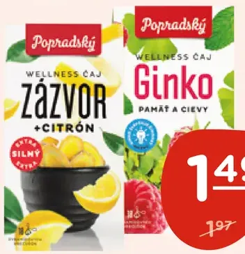 Popradský wellness čaj Zázvor a citrón Gingko pamäť a cievy