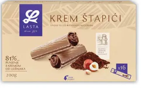 Lasta tyčinky s bielou čokoládou