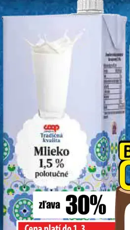 Tradičná kvalita Mlieko polotučné 1,5%