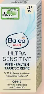 Balea med Ultra Sensitive denný pleťový krém s OF 15